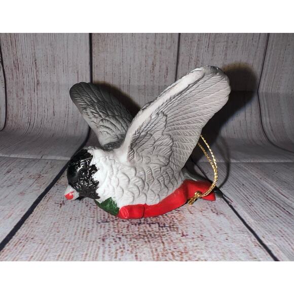 Silvestri Handcrafted Ceramic Bird Christmas Ornament Black Face Bird - Picture 1 of 9